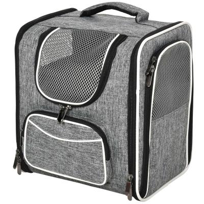 PawHut Transportín Mochila para Gatos Perros Pequeños Bolsa de Transporte para Mascotas Plegable Transpirable con Cojín Extraíble y Correa de Seguridad para Viaje 31x26x34 cm Gris