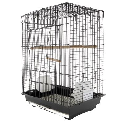 PawHut Jaula para Pájaro Espaciosa Jaula de Aves con Techo Abierto con 4 Soportes 2 Comederos para Interior o Exterior 41.5x29.5x56.5cm
