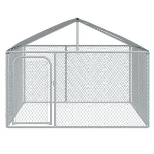 PawHut Perrera de Exterior con Toldo Jaula para Perros Mascotas de Metal Galvanizado con Cerradura para Jardín Patio 230x230x172 cm Plata