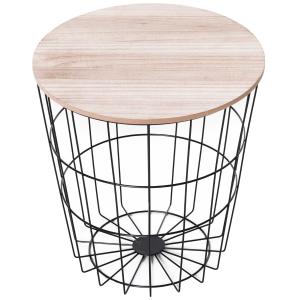 HOMCOM Mesa Auxiliar Redonda Mesa de Centro de Estilo Industrial Perfecta para Salón o Dormitorio con Espacio de Almacenaje Φ39.5x43cm