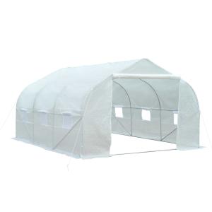 Outsunny Invernadero con Cubierta para Jardín Patio Caseta 445x299x200cm Mosquitera Plantas Flores Blanco