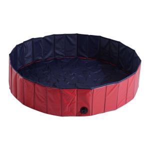 PawHut Piscina Rígida para Perros Ø140x30cm Bañera Plegable de PVC Antideslizante Resistente al Desgaste para Interior y Exterior para Gatos Animales Mascotas Color Rojo