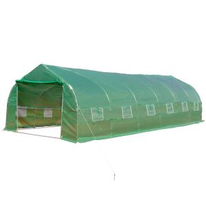Outsunny Invernadero de Jardín 800x300x200 cm Tipo Túnel para Cultivo de Plantas y Verduras con 12 Ventanas y Puerta Enrollable Acero y PE Verde