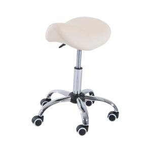 HOMCOM Silla Trabajo Taburete Ruedas Giratorias Taburete Cosmética Dentista Peluquería 52x53x49-61 cm Blanco