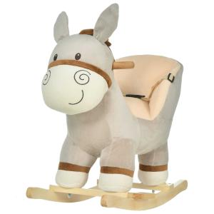 HOMCOM Caballito de Balancín en Forma de Burro Caballo Balancín para Bebé de +18 Meses con Manillar 61x34x58cm Gris