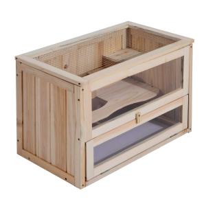 PawHut Jaula de Madera para Hámster Ratoncillos y otros Roedores pequeños Casa para Animales de 2 Niveles 60x35x42cm