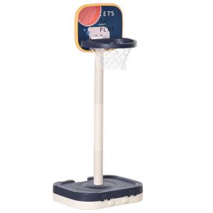 HOMCOM 2 en 1 Canasta de Baloncesto para Niños y Juego de Lanzamiento de Anillos Portátil con Aro Ajustable de 96-110 cm Accesorios Incluidos 58,5x56x122-137 cm Multicolor