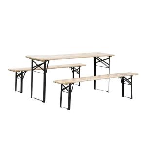 Outsunny Conjunto de Muebles para Picnic Negro Madera Natural Acero Madera
