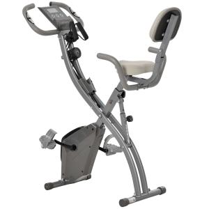 HOMCOM Bicicleta Estática Plegable con Altura y Resistencia Magnética Ajustables con Pantalla LCD y Asiento con Respaldo 97x51x115 cm Gris
