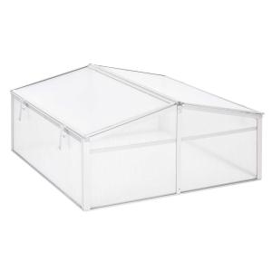Outsunny Invernadero de Jardín Aluminio Policarbonato 100x100x48cm Transparente Vivero Casero para Plantas Cultivos Protección UV y Resistente