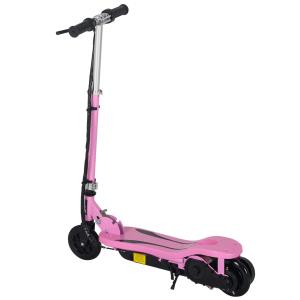 HOMCOM Patinete Eléctrico Plegable Soporta hasta 50 kg Scooter Eléctrico con Altura Ajustable Interruptor de Arranque y Frenos 75x36x82-93 cm Rosa
