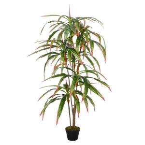 Outsunny Yuca Artificial con Maceta para Jardín Hogar Planta Dracaena de 93 Hojas Decorativa Árbol Sintético Realista Ø18x165 cm Verde