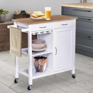 HomCom® Carro de Cocina Carrito de Servir Multiusos Estantería Carrito Auxiliar con Ruedas