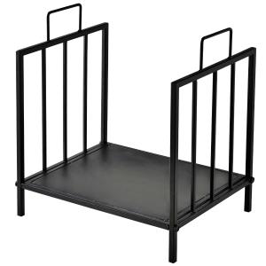 Outsunny Estante de Leña para Chimenea Tradicional Leñero Interior y Exterior Almacenaje para Madera con Asas Diseño Elevado 44,5x33x46,5 cm Negro