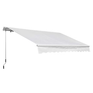 Outsunny Toldo Manual Plegable de Aluminio 3,5x2,5m Toldo Balcón Patio Terraza con Manivela Impermeable Protección Solar UV Color Blanco