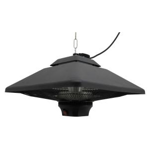 Outsunny Estufa Colgante de Techo tipo Calefactor Eléctrico Radiante Halógeno para Interior y Exterior 1000/2000W con Control Remoto 43x43x25cm Negro