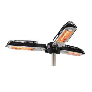 Outsunny Calefactor Eléctrico de Exterior para Sombrilla Ø25-58mm con Potencia y Ángulo Ajustable 100x100x8,5 cm Negro
