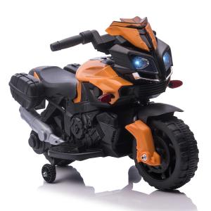 HOMCOM Moto Eléctrica para Niños de +18 Meses 6V con Faros Bocina 2 Ruedas de Equilibrio Velocidad Máx. de 3 km/h Motocicleta de Juguete 88,5x42,5x49 cm Naranja