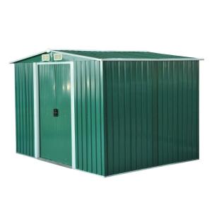 Outsunny Cobertizo Metálico tipo Caseta de Jardín Almacén Galvanizado para Herramientas de Jardinería 258x206x178 cm Verde