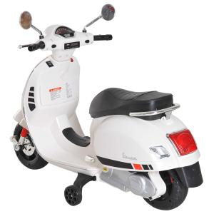 HOMCOM Moto Eléctrica Infantil Coche Triciclo Vespa Scooter Eléctrico a Batería con Luz MP3 USB Bocina para Niños Más de 3 Años Carga 25kg Blanco