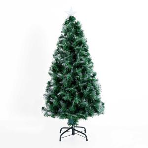 HOMCOM Árbol de Navidad de Fibra Óptica 120 cm con Estrella y Luces de 7 Colores Árbol Artificial Φ66x120cm