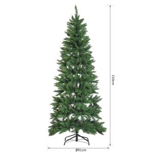HOMCOM Árbol de Navidad Artificial grande estrecho Árbol con Soporte 210cm 865 Ramas Verde