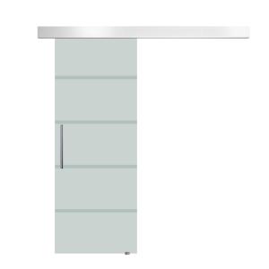 HomCom Puerta Corredera de Cristal Translucido con Rayas Transparentes - Vídrio y Aleación de Aluminio - 77.5 x 205cm