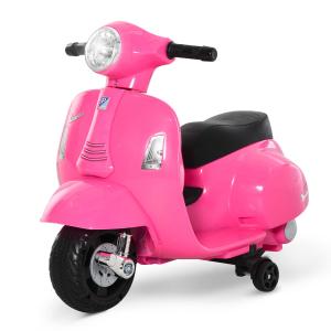 HOMCOM Moto Eléctrica Vespa para Niños +18 Meses con Faro Bocina y 4 Ruedas Motocicleta Infantil con Licencia 66,5x38x52 cm Rosa