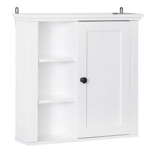 HOMCOM Armario de Baño Multifuncional Gabinete en la Pared para Ahorro de Espacio con 3 Niveles Abiertos 1 Puerta Estante Ajustable Antivuelco
