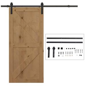HOMCOM Herraje Puerta Corredera 200 cm Kit de Riel Adecuado para 1 Puerta Granja de Madera de 100 cm de Ancho Acero de Carbono Carga Máx. 90 kg