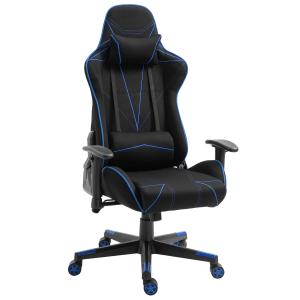 Vinsetto Silla Gaming Ergonómica Silla Reclinable con Altura Ajustable Asiento Giratorio Reposabrazos Ajustable Reposacabezas y Cojín Lumbar 72x77x127-137 cm Negro