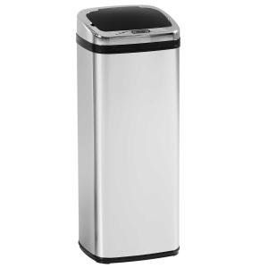 HOMCOM Papelera 50L Cubo Basura 33x25x84cm Sensor Detector Movimiento Automatico Acero