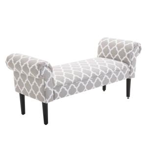 HomCom Banqueta con Brazos Tapizada para Pie de Cama tipo Banco de Madera para Dormitorio o Recibidor - 132x45.5x58cm