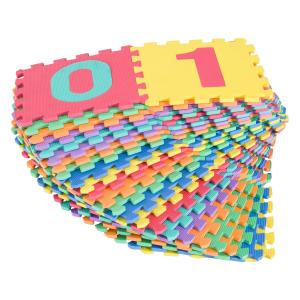HOMCOM 48 Piezas Alfombra Puzzle para Bebés de 31x31x1cm con 26 Letras Números y Tipos de Figuras Geométricas Colchoneta Suave 4,32 metros cuadrados