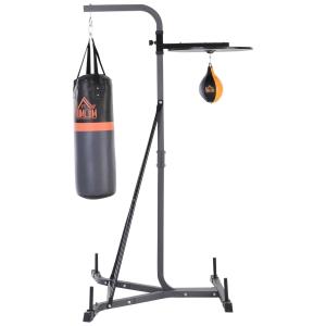 HOMCOM Saco de Boxeo Colgante con Soporte 5 Alturas Ajustables de Bola de Velocidad Saco de Arena de 20 kg para Ejercicios en Casa Gimnasio 115x163x224 cm Multicolor