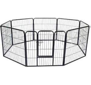 HOMCOM Parque Mascotas Valla 8 Piezas 80x80cm + Puerta Entrenamiento Perros
