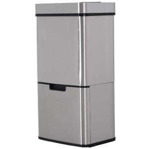 HOMCOM Cubo de Basura Apertura Automática Sensor Papelera Reciclaje para Cocina Dormitorio 72L Acero Inox