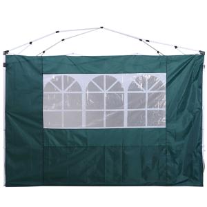 Outsunny® 2 Paredes Parte Laterales para Carpa 3x3m Lado Parasol de Gazebo Tela Oxford con Ventana Medidas 300x200cm Verde Oscuro