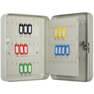 HOMCOM Armario de Llaves Caja de Seguridad para Llaves Bloqueable con 93 Ganchos y Etiquetas 2 Cerraduras Accesorios de Montaje 30x24x7,5cm