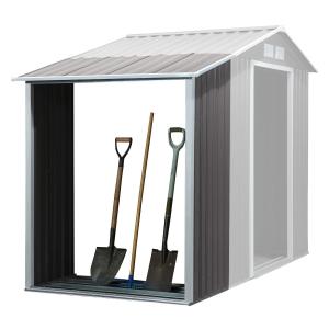 Outsunny Caseta para Leña Acero Galvanizado para Jardín Exterior Almacenaje de Herramientas con Techo Inclinado 127x71x143/159 cm Gris