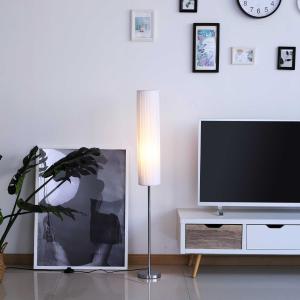 HomCom® Lámpara de Pie Moderna para Dormitorio Estudio Salón con Luces E27 40W con Base de Acero Inoxidable Blanco