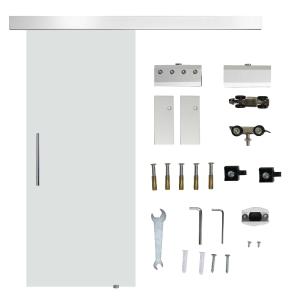 HOMCOM Puerta Corredera con Cristal Translúcido de Seguridad 77,5x205 cm Puertas Corrediza Deslizantes sin Obra