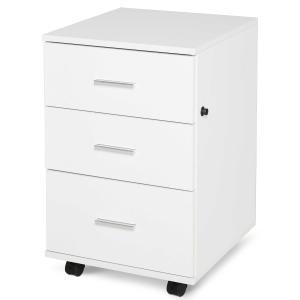 Vinsetto Cajonera Oficina con Llave y Ruedas con Freno 3 Cajones para Despacho y Hogar Cerradura Llaves Incluidas Moderna 40x41,5x61,5cm