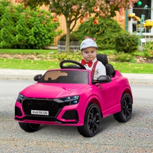 HOMCOM Coche Eléctrico Infantil +3 Años Licencia Audi RS Q8 con Batería 6V Mando a Distancia Música MP3 Bocina y Luces Velocidad Máx. 3km/h 101x62x51 cm Rosa
