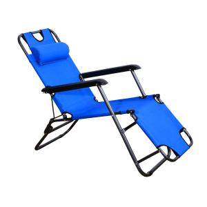 Outsunny Tumbona Reclinable y Plegable de Jardín - Color Azul - Tela Oxford y Acero - 153x60x29cm