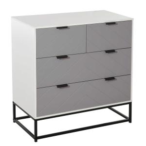 HOMCOM Cómoda de Noche Cómoda con 4 Cajones Almacenaje para Dormitorio y Salón con Base Elevada y Diseño Antivuelco 80x40x79 cm Blanco Gris y Negro