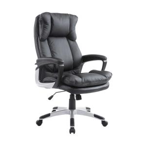 HomCom® Silla de Oficina tipo Sillón Giratorio y Elevable para Despacho y Escritorio con Reposabrazos PU Negro 66 x 71 x 110-120,5cm
