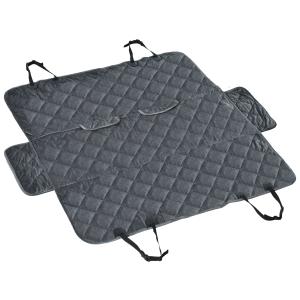 PawHut Funda de Asiento de Coche para Perros Cubierta Protectora Mascotas Antideslizante y Aperturas para Cinturón de Seguridad Fácil de Instalar y Limpiar 160x145 cm Gris
