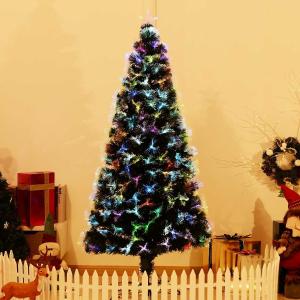 HOMCOM Árbol de Navidad grande de Fibra Óptica Altura 180 cm Estrella y luces de 7 Colores Árboles Artificial Φ84x180cm