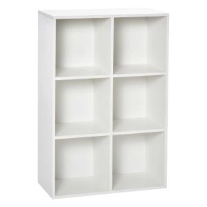 HOMCOM Estantería para Libros Estantes de Madera de 3 Niveles con 6 Compartimentos de Almacenaje para Sala de Estar Dormitorio Oficina 65,5x30x97,5 cm Blanco